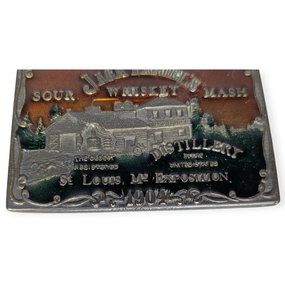 Jack Daniel's Distillery Enameled Metal Belt Buckle St Louis Exposition - Picture 3 of 10
